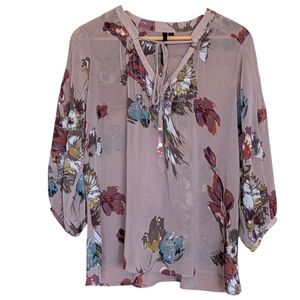 Bellatrix Sheer Floral Print Women's Top M Cottagecore Business Casual